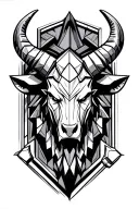 Minotaur head with hammer tattoo design idea