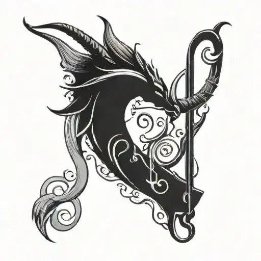 Capricorn symbol, music, God tattoo design idea