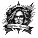 "Create a digital tattoo design that features memes, political quotes, and inspirational quotes. Use a white background. tattoo design idea