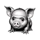monkey  pig baby tattoo design idea
