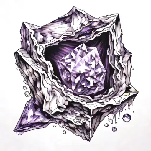 raw amethyst crystal tattoo design idea
