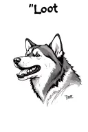 "Loot" baby husky with missing front teeth tattoo design idea
