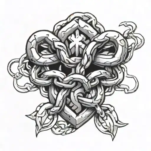 chain link name incorporated tattoo design idea