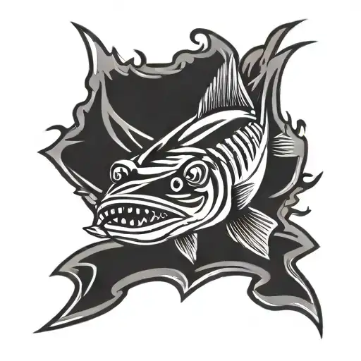 simple barracuda fish car logo tattoo design idea