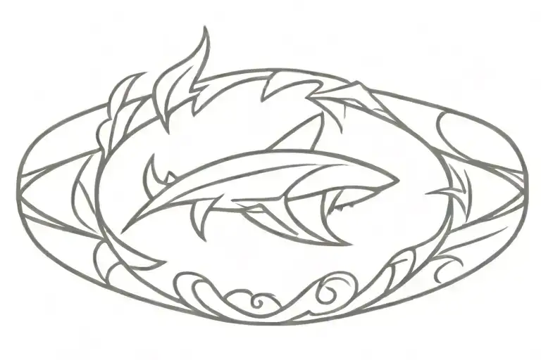 tribal bracelet spearhead shark teeth wave with koru in center tattoo design idea