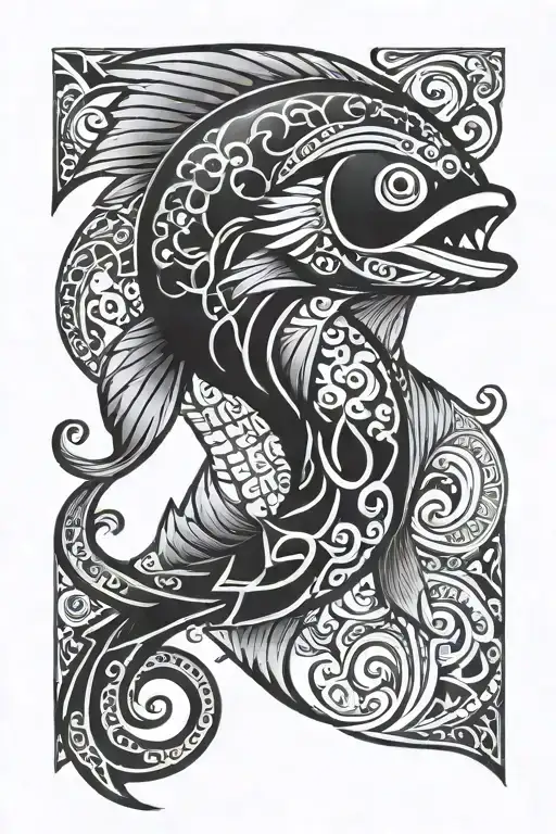 Polynesian fish hook tattoo design idea