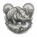 hippo swamp tattoo design idea