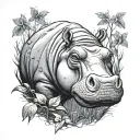 hippo swamp tattoo design idea