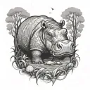 hippo swamp tattoo design idea