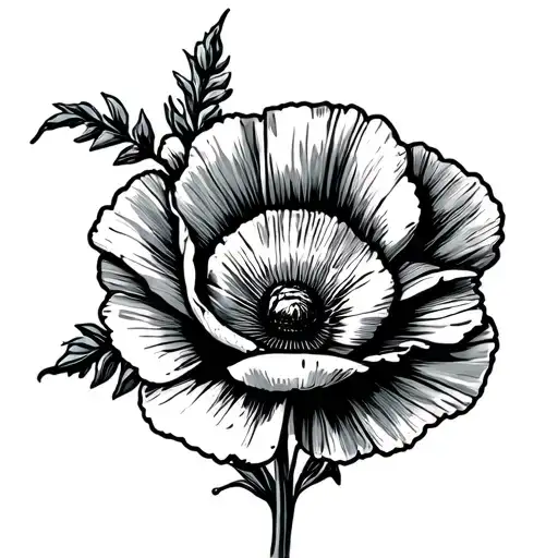 american trad califrona poppy flower tattoo design idea