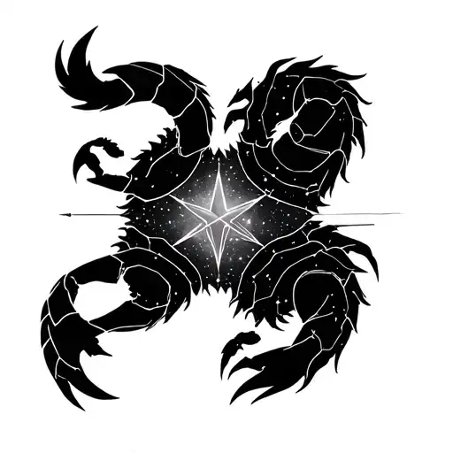 star constellation intertwined of Leo and Scorpio tattoo design idea