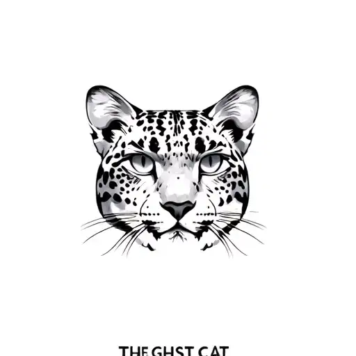 "The Ghost Cat" snow leopard in a camera viewfinder, focusing plane  tattoo design idea