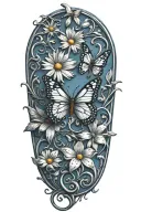 daisy and butterfly tattoo design idea