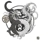 monkey dragon yin yang tattoo design idea