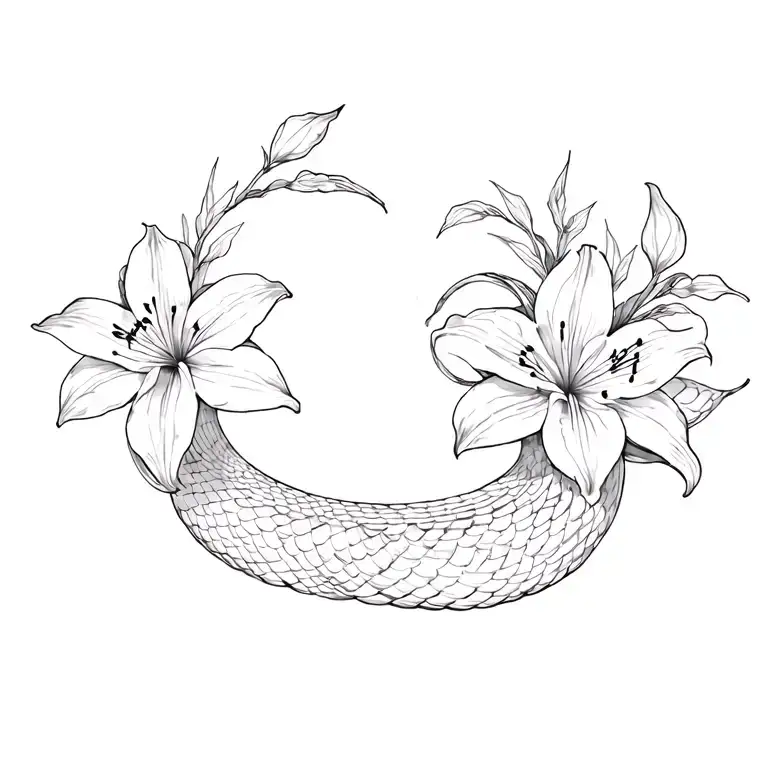 “Symmetrical, snakes, cherry blossoms, spider lilies tattoo design idea