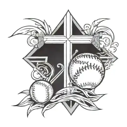 cross and baseball tattoo design idea