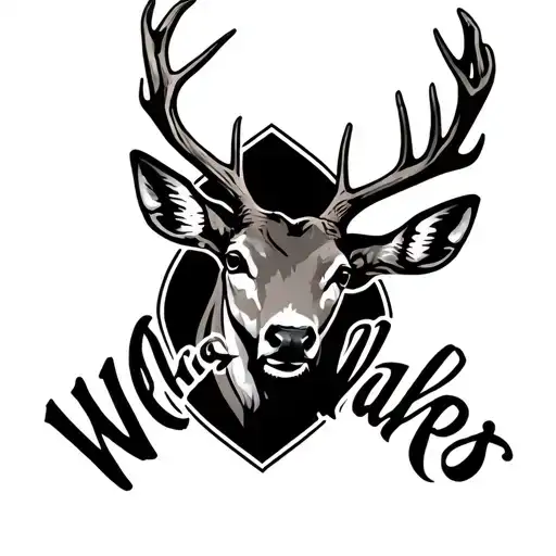 The name Walker in cursive underlined with deer antlers tattoo design idea