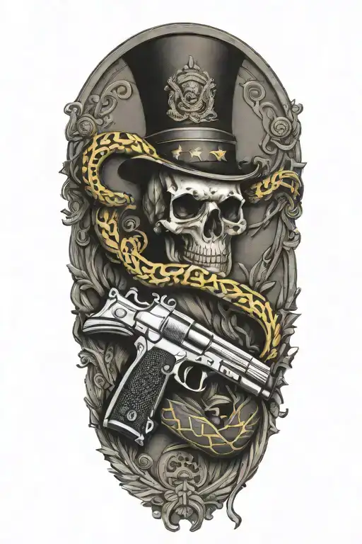 don't tread on me pistols crossing tattoo design idea