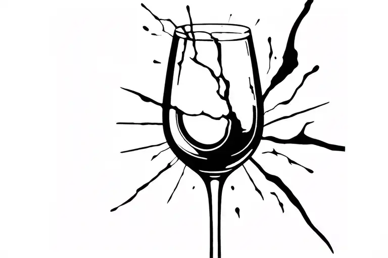Broken wine glass tattoo design idea