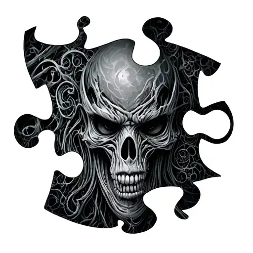 h.r. Giger jigsaw puzzle piece pattern tattoo design idea