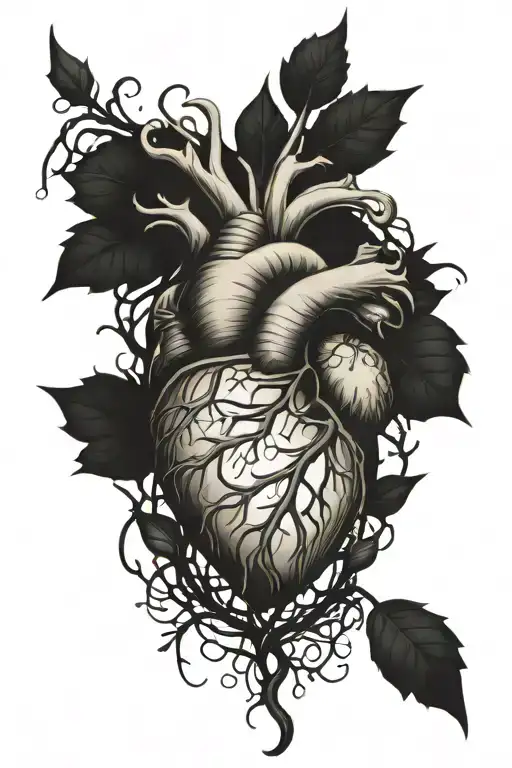 Heart and Root like veins tattoo design idea