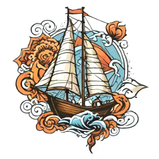 sail boat tattoo design idea