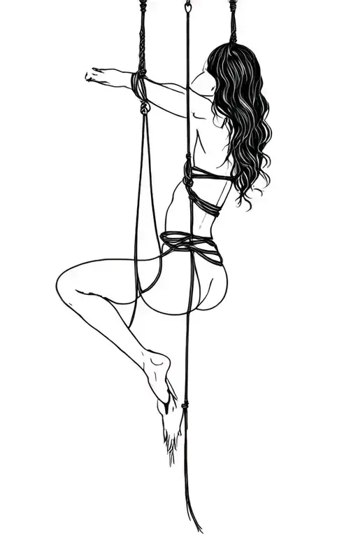 shibari Girl hanging upside tattoo design idea