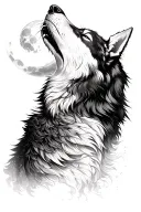 wolf howling at moon seeing breath tattoo design idea