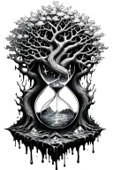 tree of life intertwined hourglass melting ice cube tattoo design idea