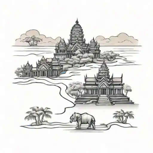 cambodia scenery tattoo design idea