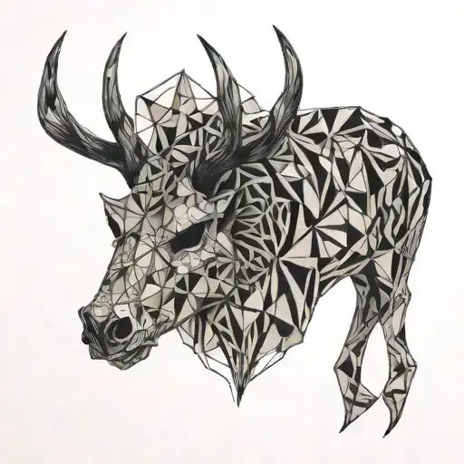 red stag skull tattoo design idea