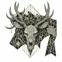 red stag skull tattoo design idea