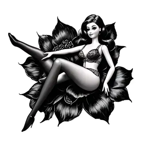 barbie doll woman laying tattoo design idea