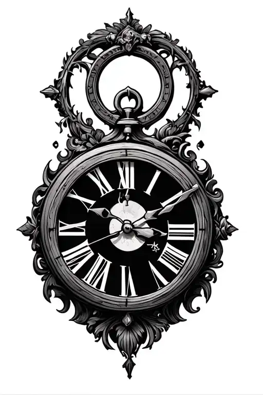 Roman numeral clock face at 11:20 tattoo design idea