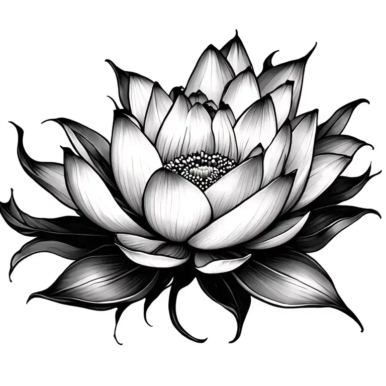 ank and lotus flower tattoo design idea