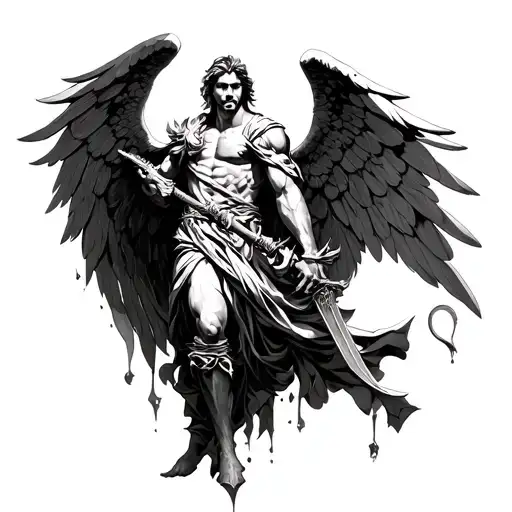 micheal archangel slaying satin tattoo design idea