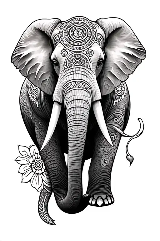 elephant mandala design incorporating tattoo design idea