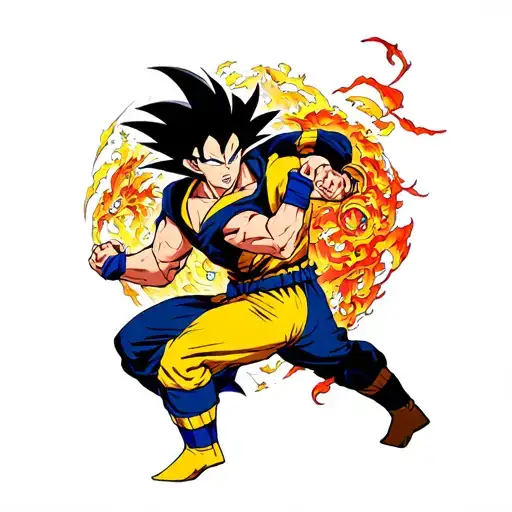 Vegeta from Dragonball Z fighting Wolverine from x men tattoo design idea