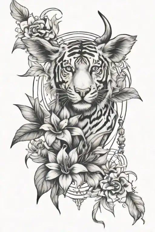 cow lily, fairies, tuilip, magnolia, rose, feather, dream catcher, posion ivy, tiger lilly, tropical leaves tattoo design idea