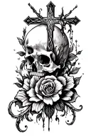 70x7 and a cross surrounded tattoo design idea
