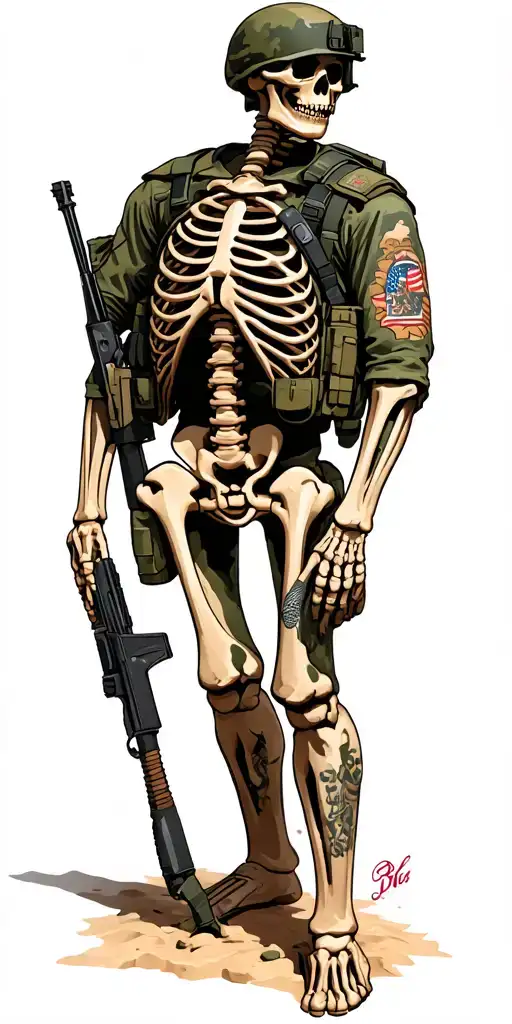 marine infantry, skeleton in marinedessert marpat tattoo design idea