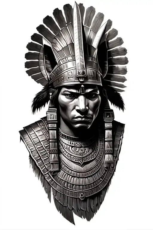 Aztec Warrior With Technology With Egyptian God Anubis, Inka Symbolism, All Seing Eye tattoo design idea
