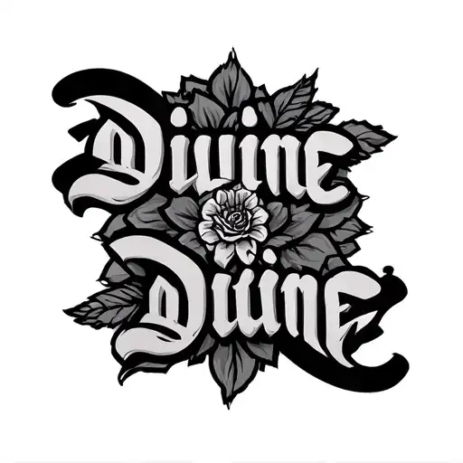 "Divine" typography gangsta graffiti tattoo design idea