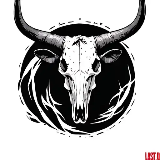 longhorn cow skull with the last of us 2  tattoo design idea