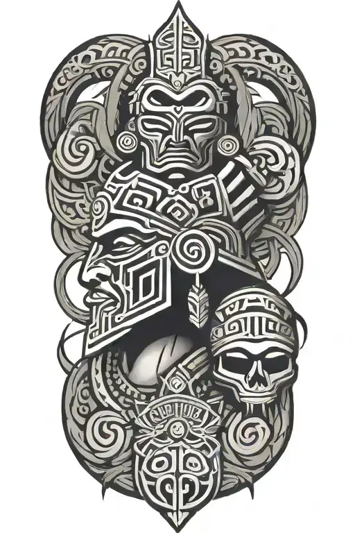 love, fight, war, god, life, Aztec, tribal band tattoo design idea