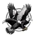 two eagles doing death spiral tattoo design idea