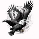 two eagles doing death spiral tattoo design idea