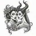 maleficent and Emily corpse bride tattoo design idea