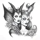 maleficent and Emily corpse bride tattoo design idea