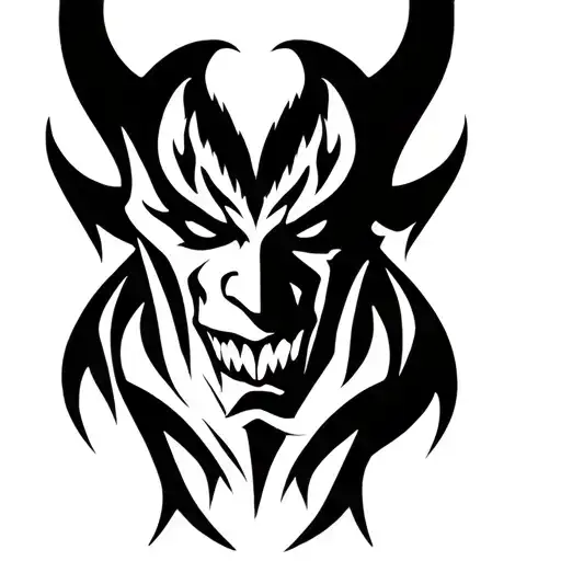 Devil face tattoo design idea